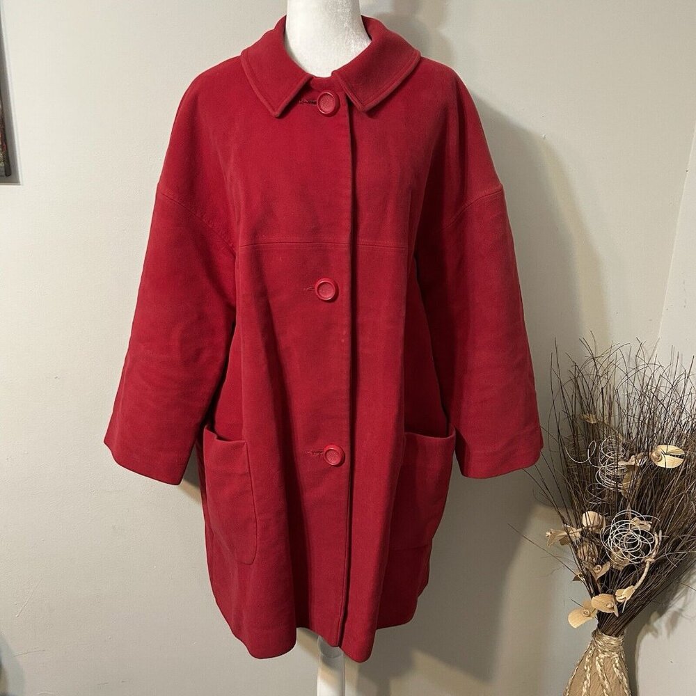 Vtg BETTY ROSE MONTORO SUEDE By EARL GLO Women Coat Pockets Red XL ?! Flaw Read